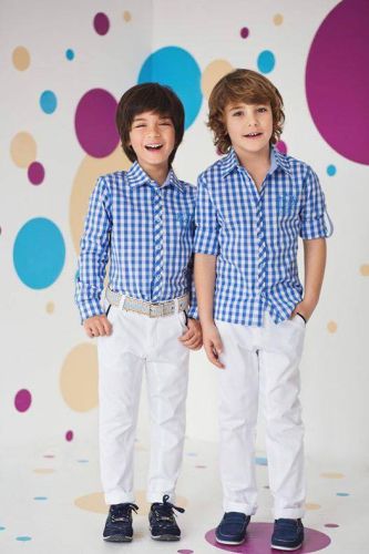 Детска карирана риза в бяло и синьо