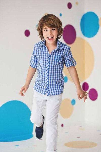Детска карирана риза в бяло и синьо